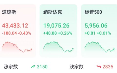投资晨报 | 三大指数冲高回落，英伟达绩后市场表现平淡；中概股显著跑赢美股大盘，“蔚小理”均涨超10%